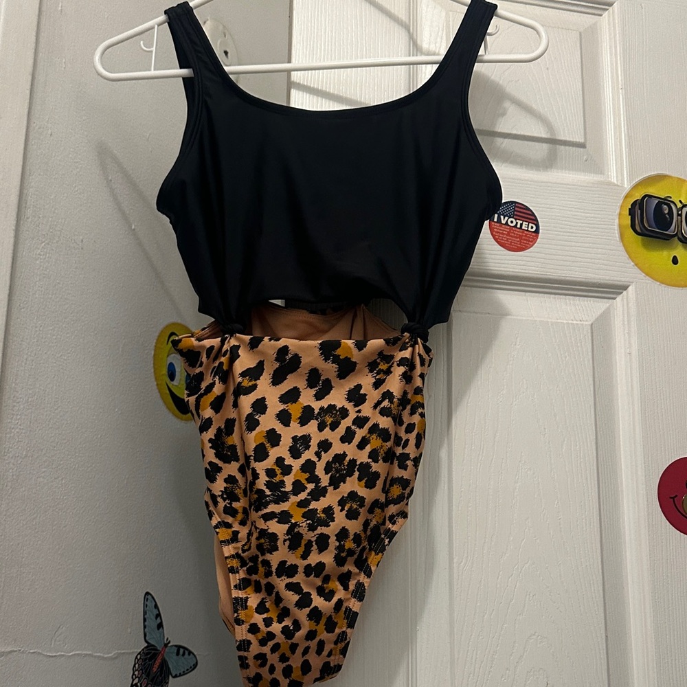 art class Black Top with Leopard Print Bikini Bottom